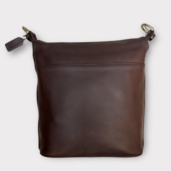 VTG Coach Fletcher Flap Shoulder Bag 4150 Mahogany Leather Brass 90s USA + Tag - Picture 5 of 11